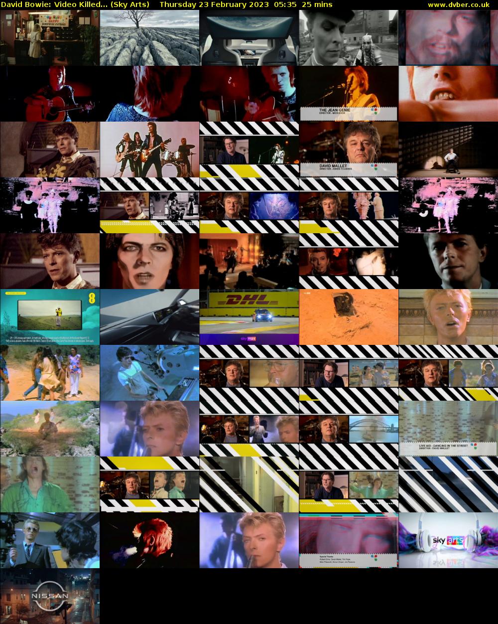 David Bowie: Video Killed... (Sky Arts) Thursday 23 February 2023 05:35 - 06:00