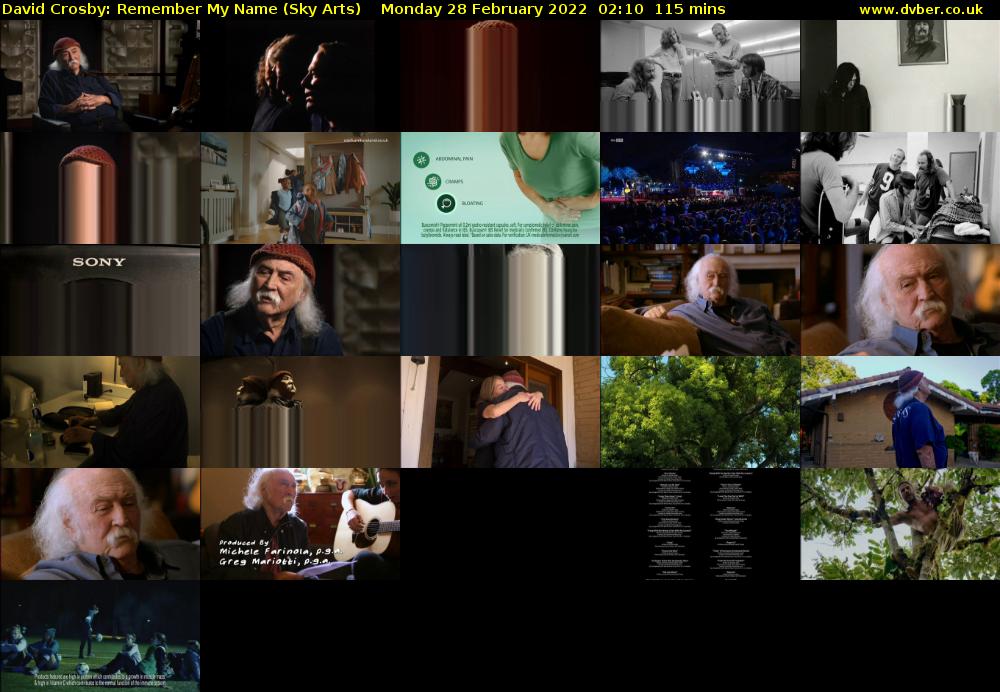 David Crosby: Remember My Name (Sky Arts) Monday 28 February 2022 02:10 - 04:05