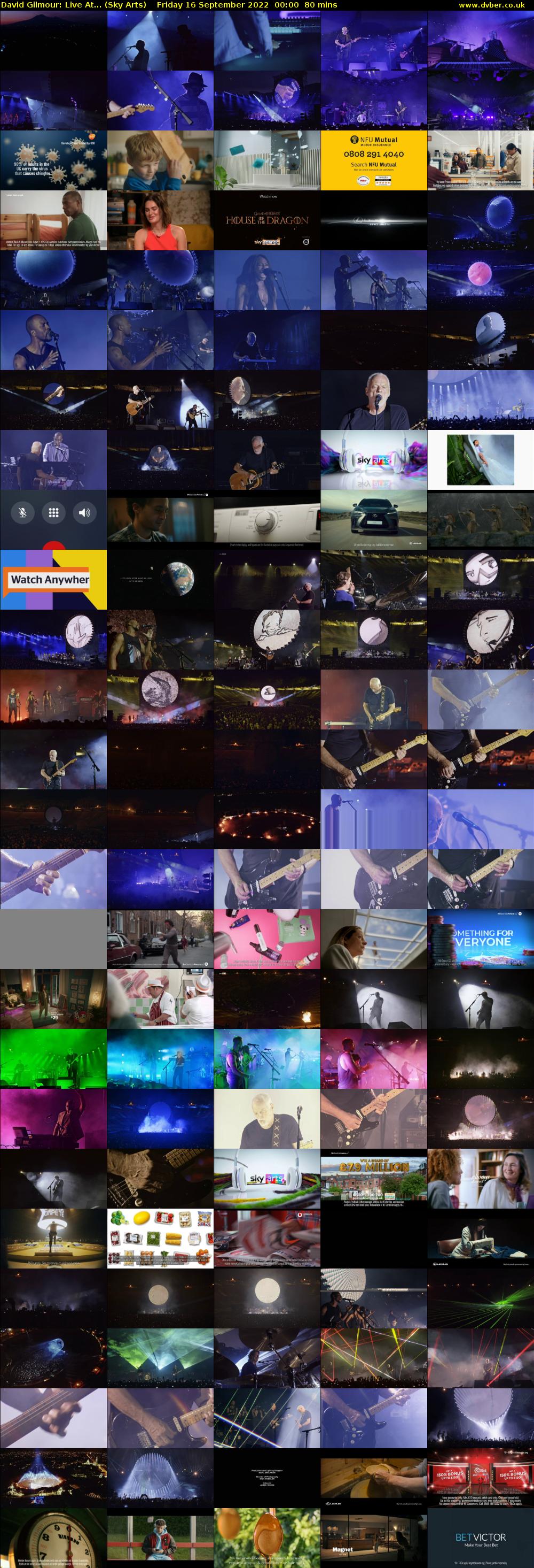 David Gilmour: Live At... (Sky Arts) Friday 16 September 2022 00:00 - 01:20