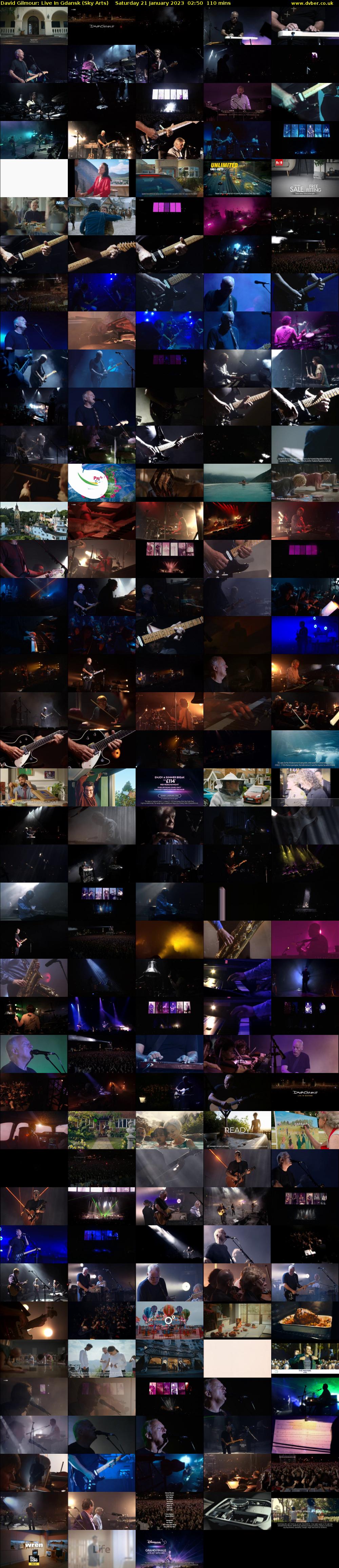 David Gilmour: Live In Gdansk (Sky Arts) Saturday 21 January 2023 02:50 - 04:40