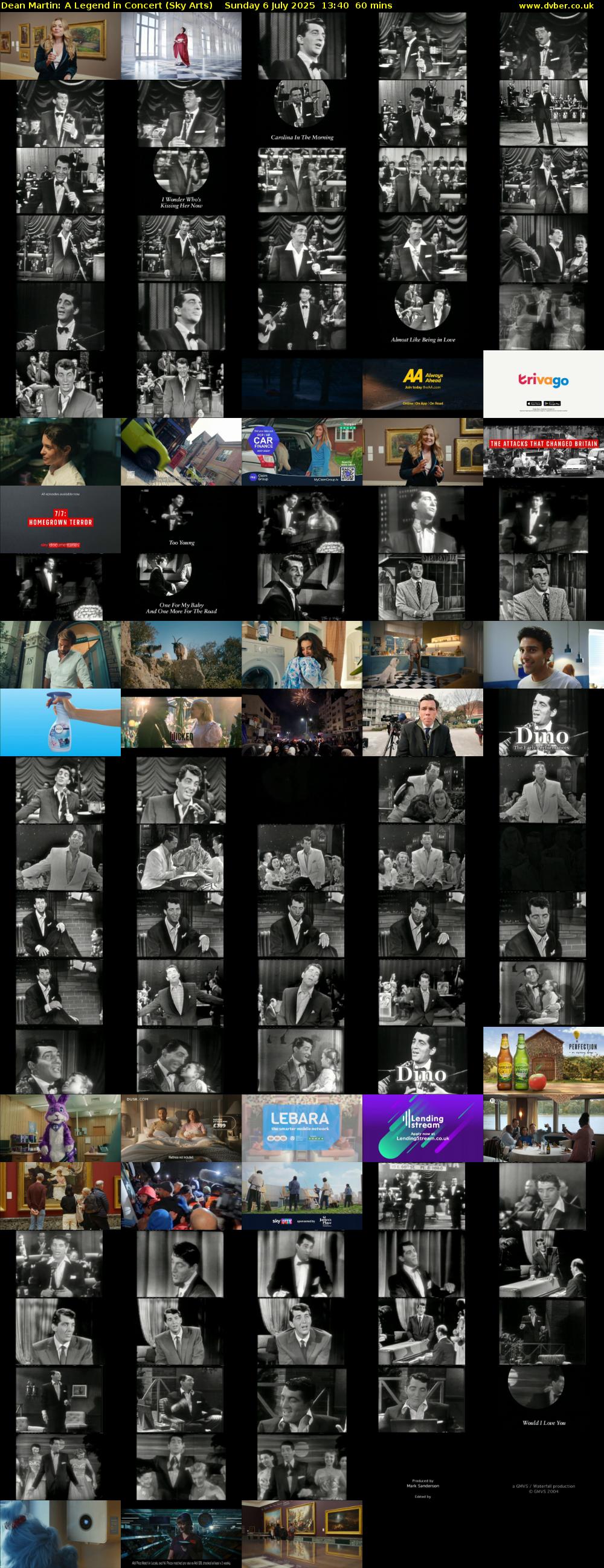 Dean Martin: A Legend in Concert (Sky Arts) Sunday 6 July 2025 13:40 - 14:40