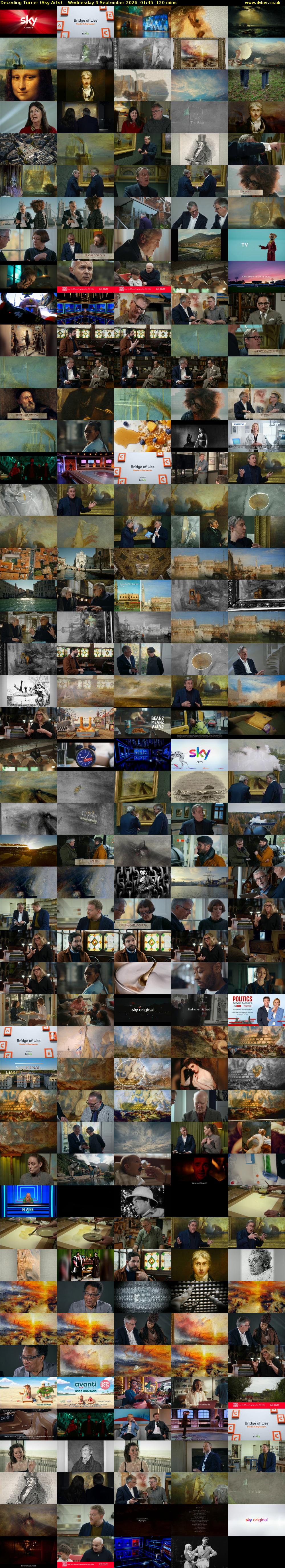 Decoding Turner (Sky Arts) Wednesday 9 September 2026 01:45 - 03:45