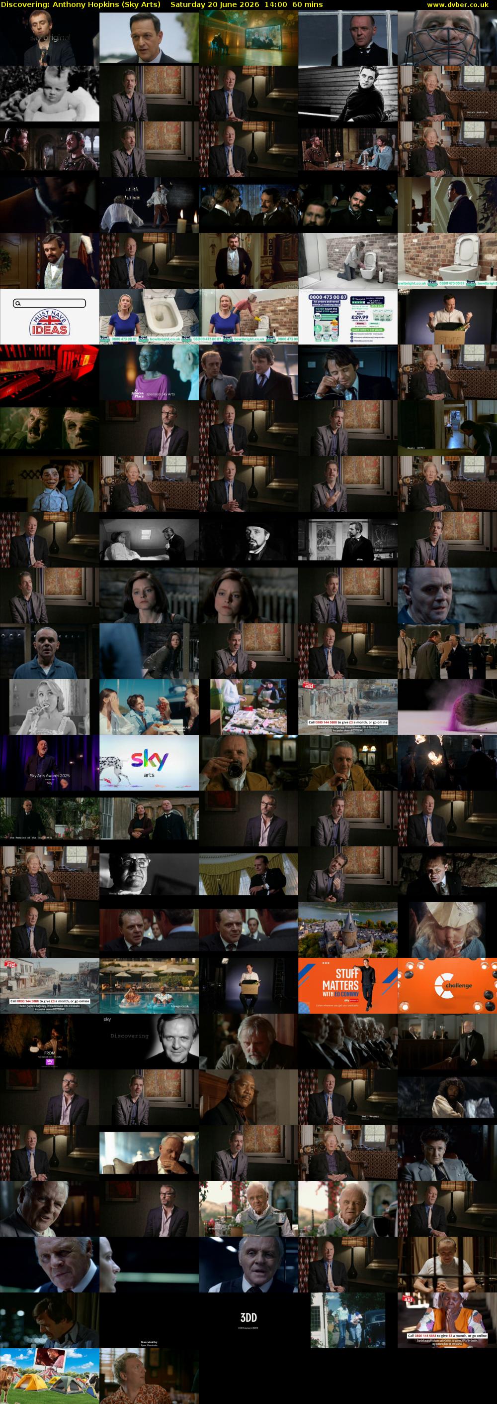 Discovering: Anthony Hopkins (Sky Arts) Saturday 20 June 2026 14:00 - 15:00