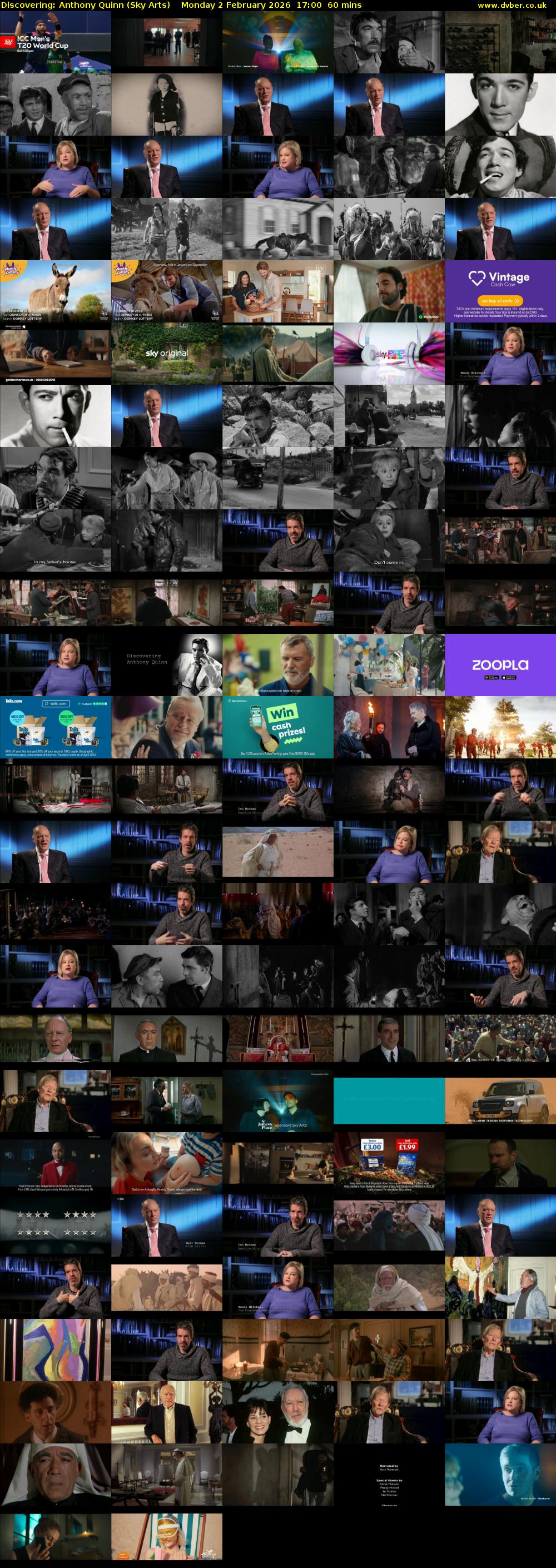 Discovering: Anthony Quinn (Sky Arts) Monday 2 February 2026 17:00 - 18:00