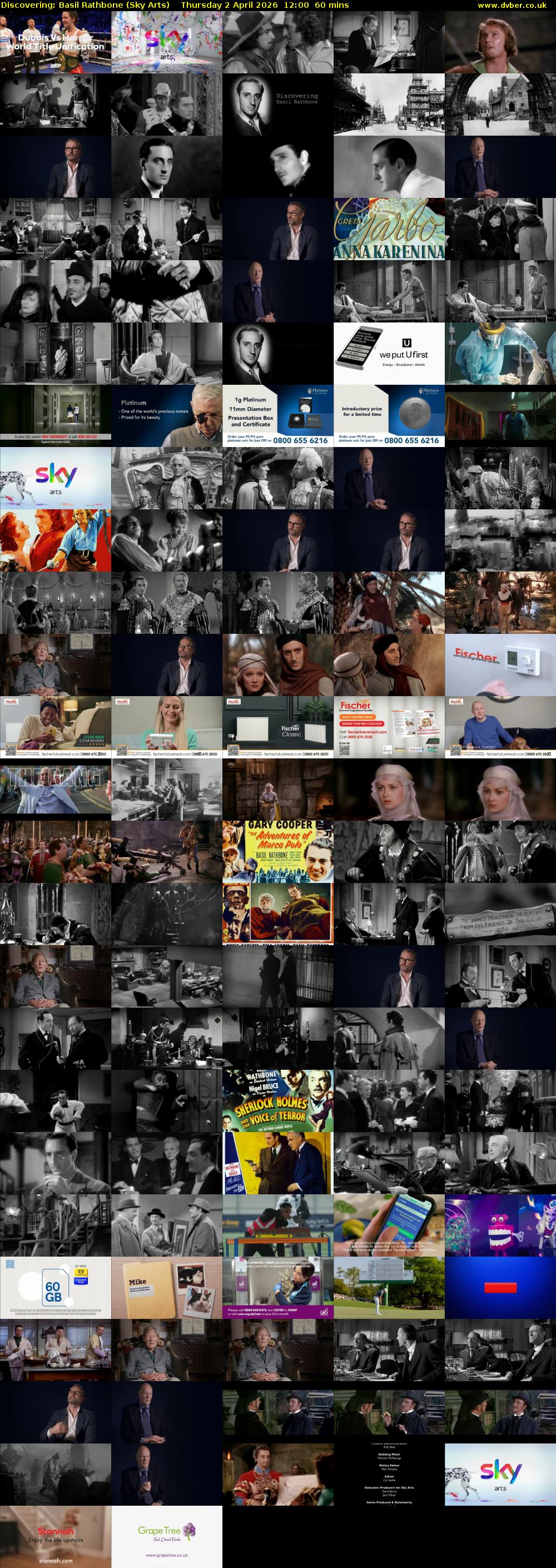 Discovering: Basil Rathbone (Sky Arts) Thursday 2 April 2026 12:00 - 13:00