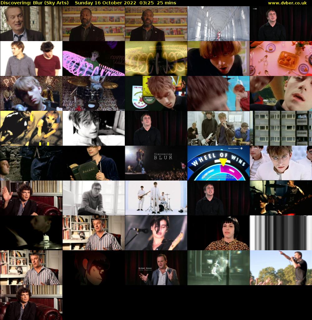 Discovering: Blur (Sky Arts) Sunday 16 October 2022 03:25 - 03:50