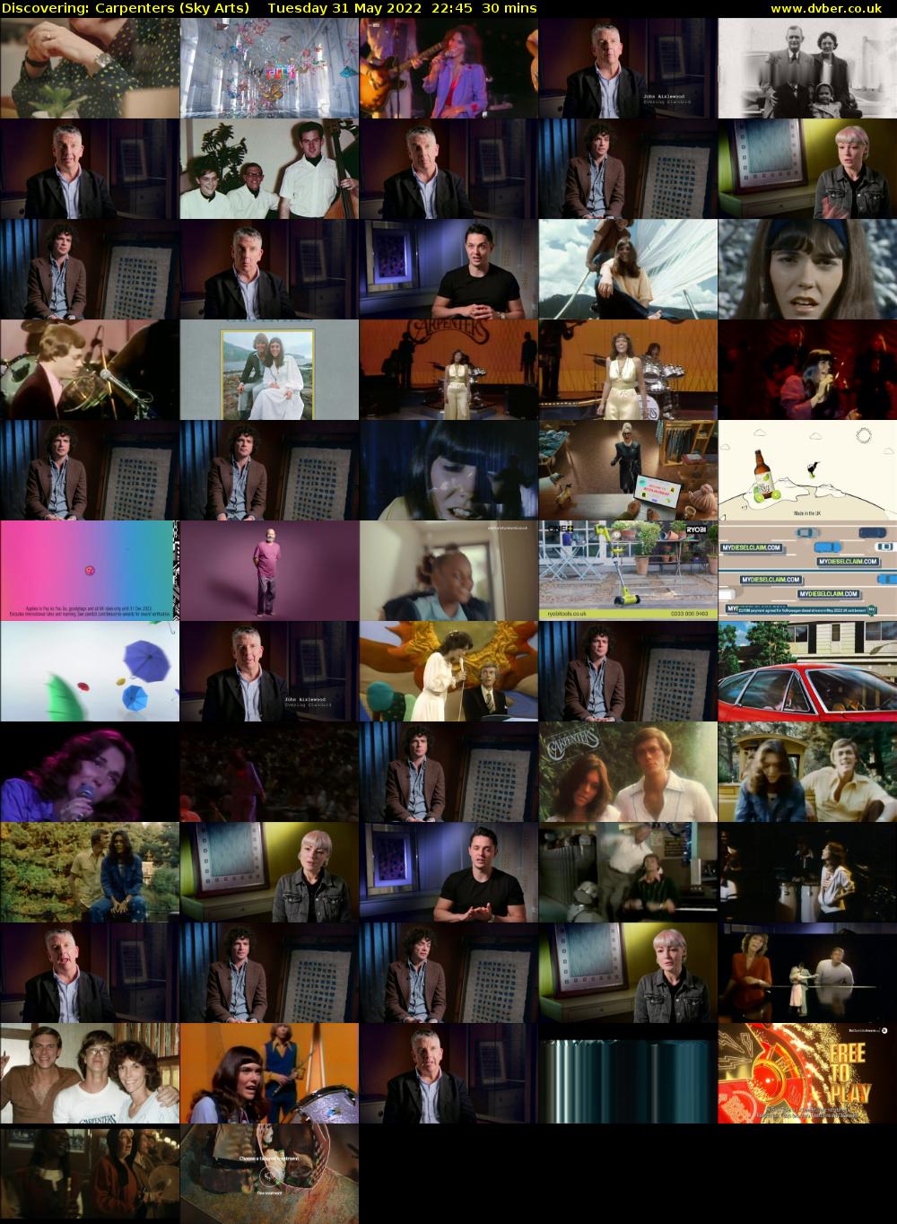 Discovering: Carpenters (Sky Arts) Tuesday 31 May 2022 22:45 - 23:15