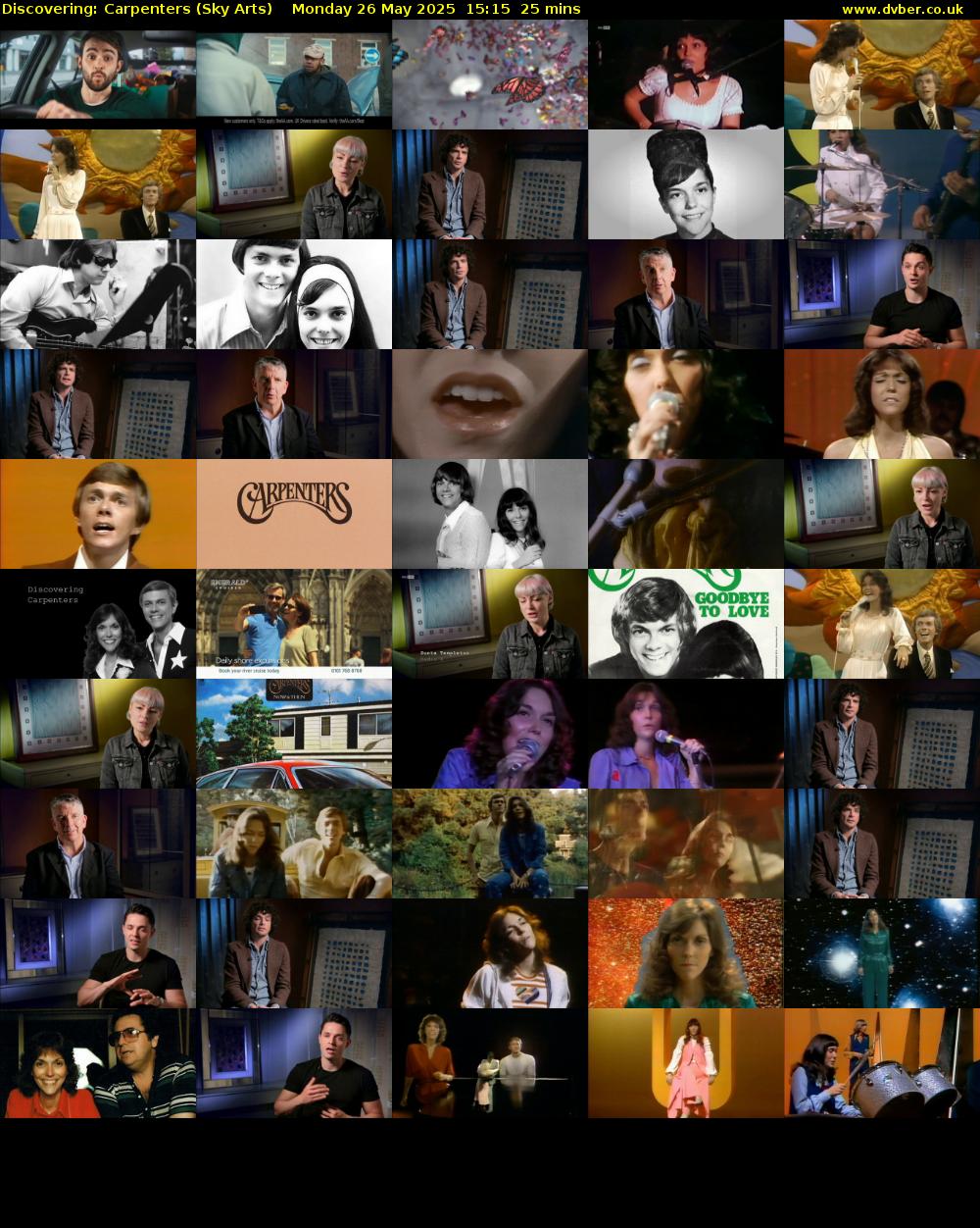 Discovering: Carpenters (Sky Arts) Monday 26 May 2025 15:15 - 15:40