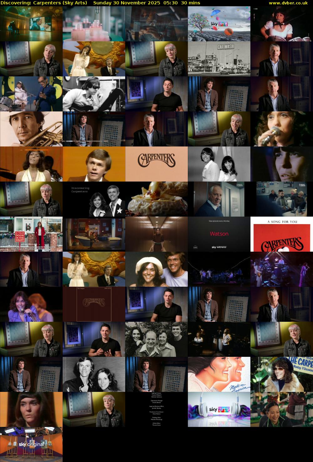 Discovering: Carpenters (Sky Arts) Sunday 30 November 2025 05:30 - 06:00