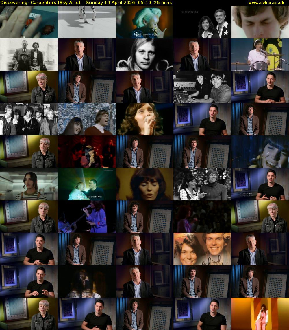 Discovering: Carpenters (Sky Arts) Sunday 19 April 2026 05:10 - 05:35