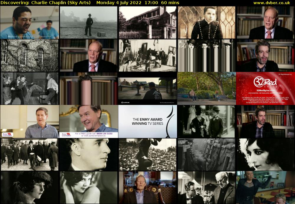 Discovering: Charlie Chaplin (Sky Arts) Monday 4 July 2022 17:00 - 18:00