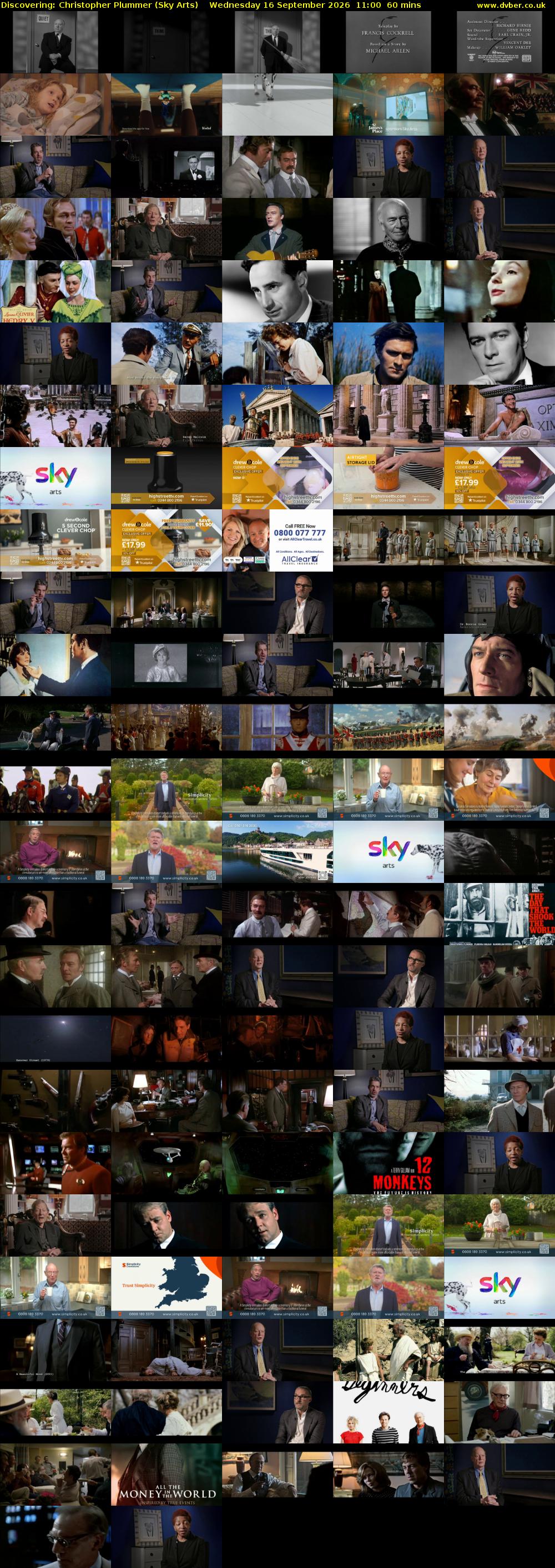 Discovering: Christopher Plummer (Sky Arts) Wednesday 16 September 2026 11:00 - 12:00
