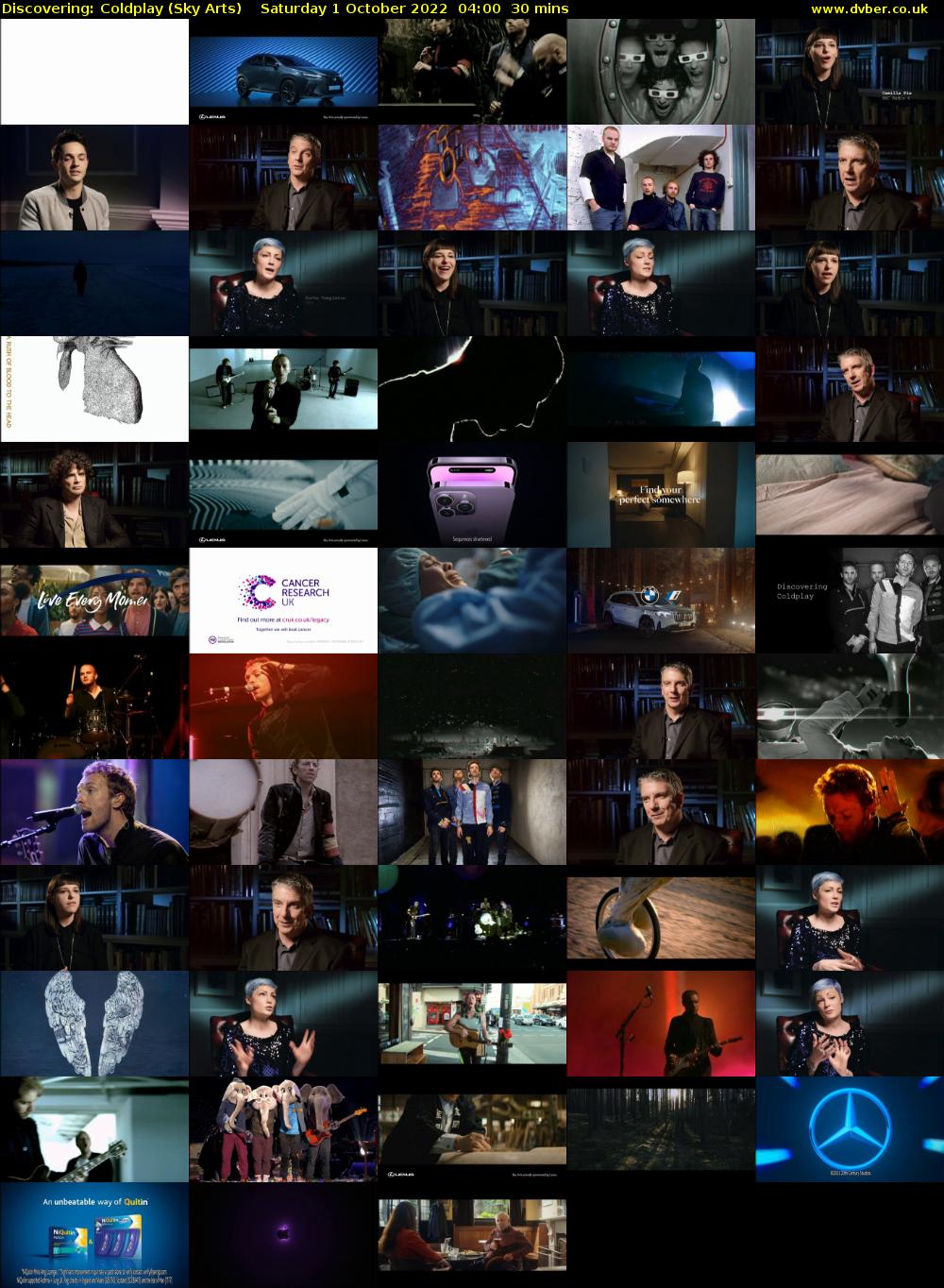 Discovering: Coldplay (Sky Arts) Saturday 1 October 2022 04:00 - 04:30
