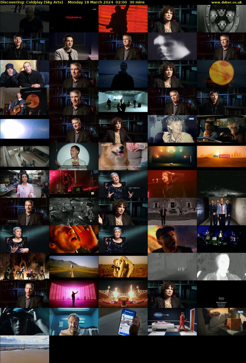Discovering: Coldplay (Sky Arts) Monday 18 March 2024 02:00 - 02:30