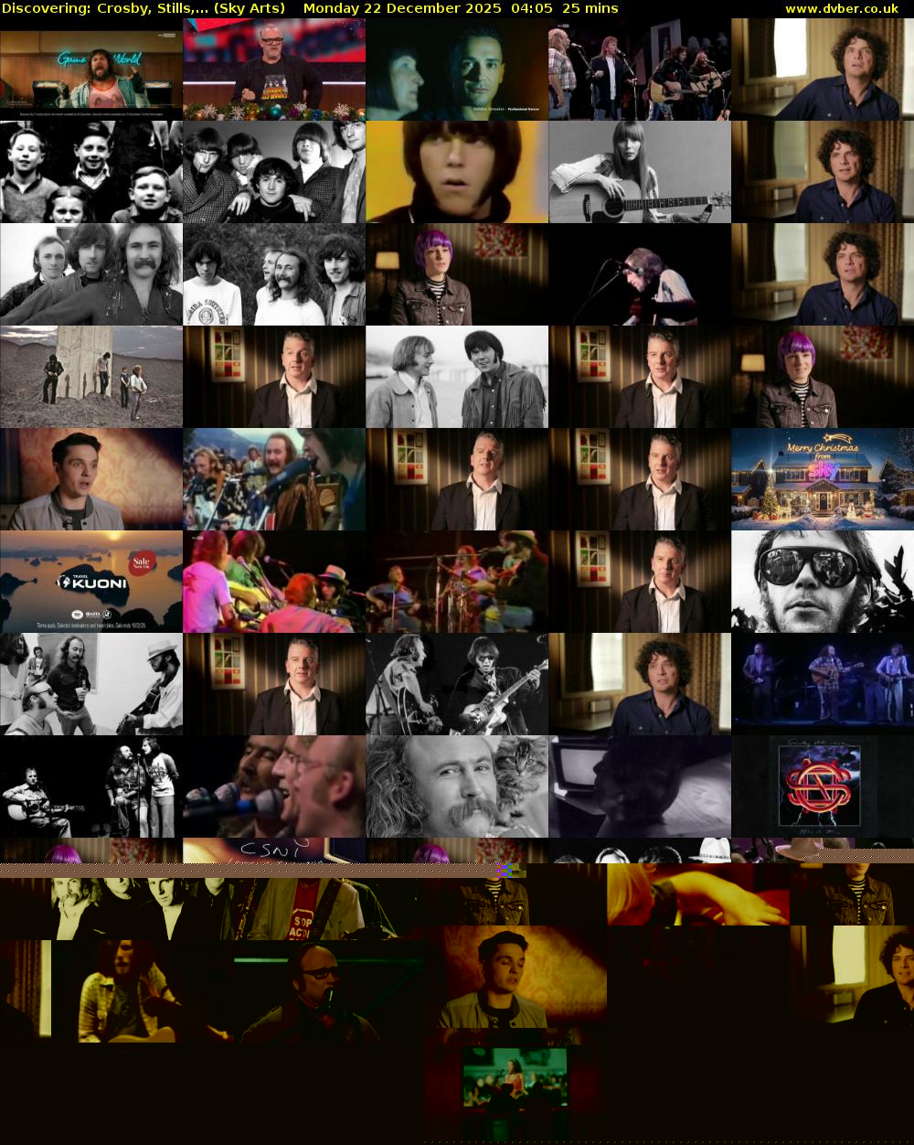 Discovering: Crosby, Stills,... (Sky Arts) Monday 22 December 2025 04:05 - 04:30