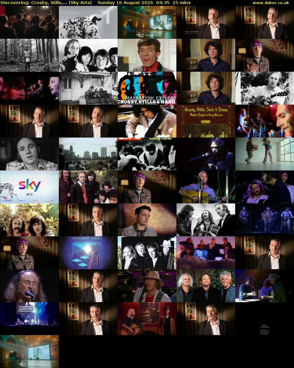 Discovering: Crosby, Stills,... (Sky Arts) Sunday 16 August 2026 04:35 - 05:00