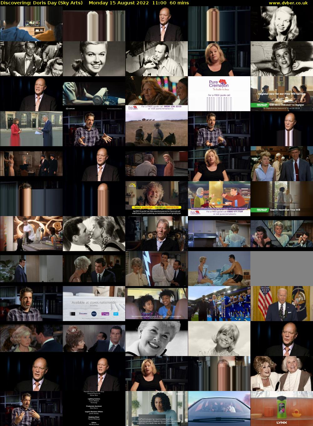 Discovering: Doris Day (Sky Arts) Monday 15 August 2022 11:00 - 12:00