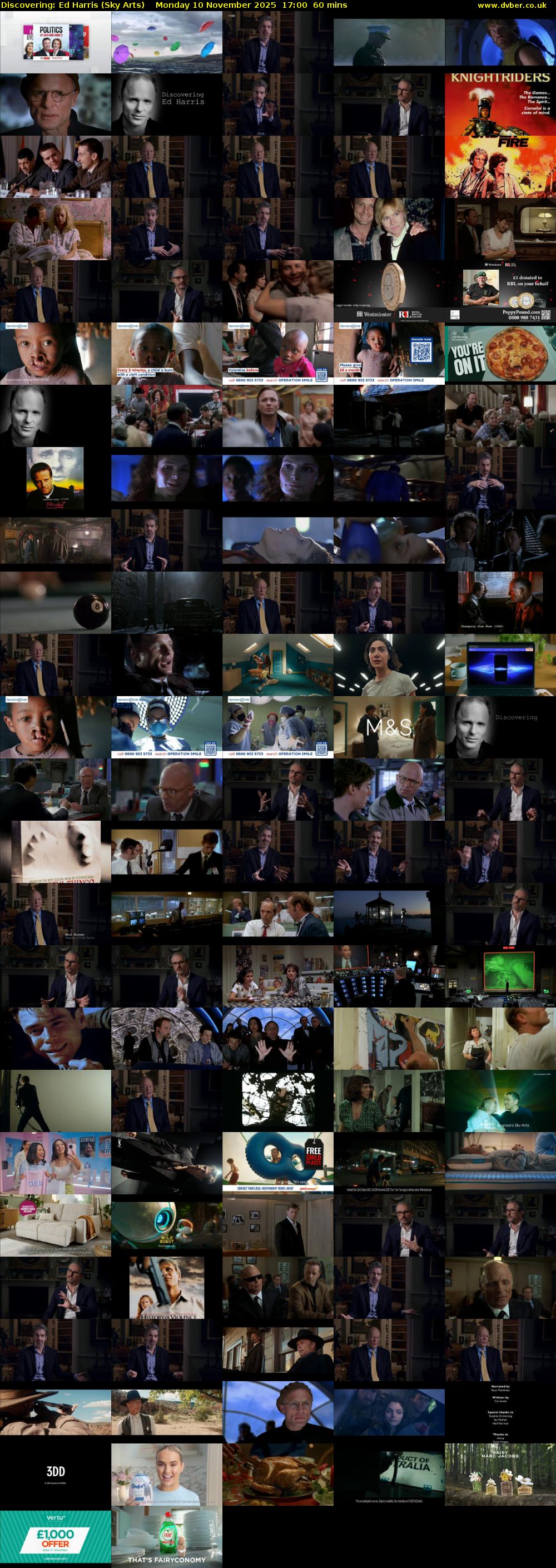 Discovering: Ed Harris (Sky Arts) Monday 10 November 2025 17:00 - 18:00