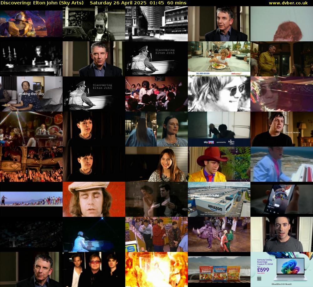 Discovering: Elton John (Sky Arts) Saturday 26 April 2025 01:45 - 02:45