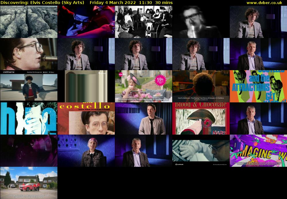 Discovering: Elvis Costello (Sky Arts) Friday 4 March 2022 11:30 - 12:00