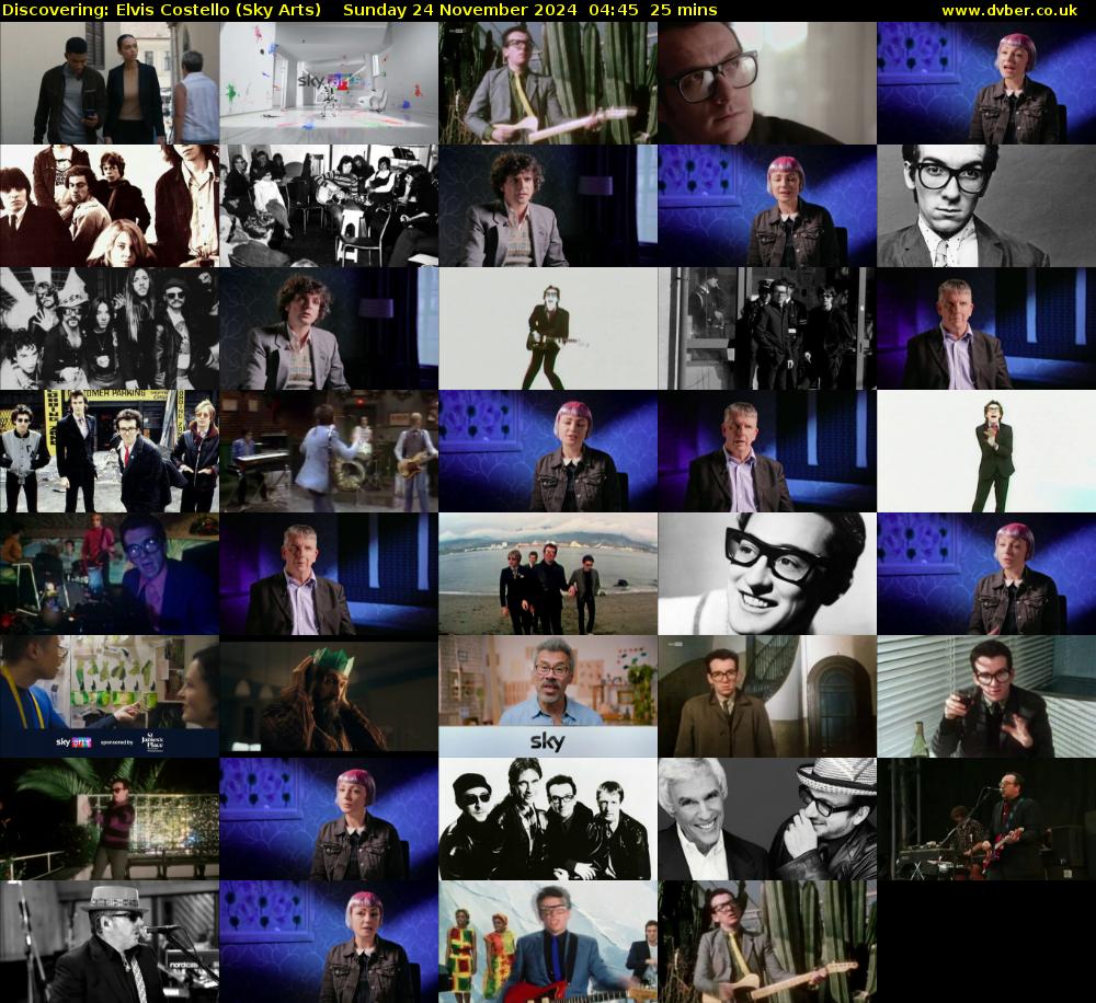 Discovering: Elvis Costello (Sky Arts) Sunday 24 November 2024 04:45 - 05:10