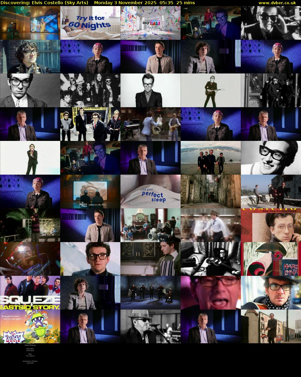 Discovering: Elvis Costello (Sky Arts) Monday 3 November 2025 05:35 - 06:00