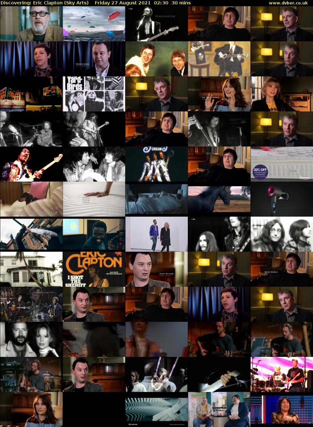 Discovering: Eric Clapton (Sky Arts) Friday 27 August 2021 03:30 - 04:00