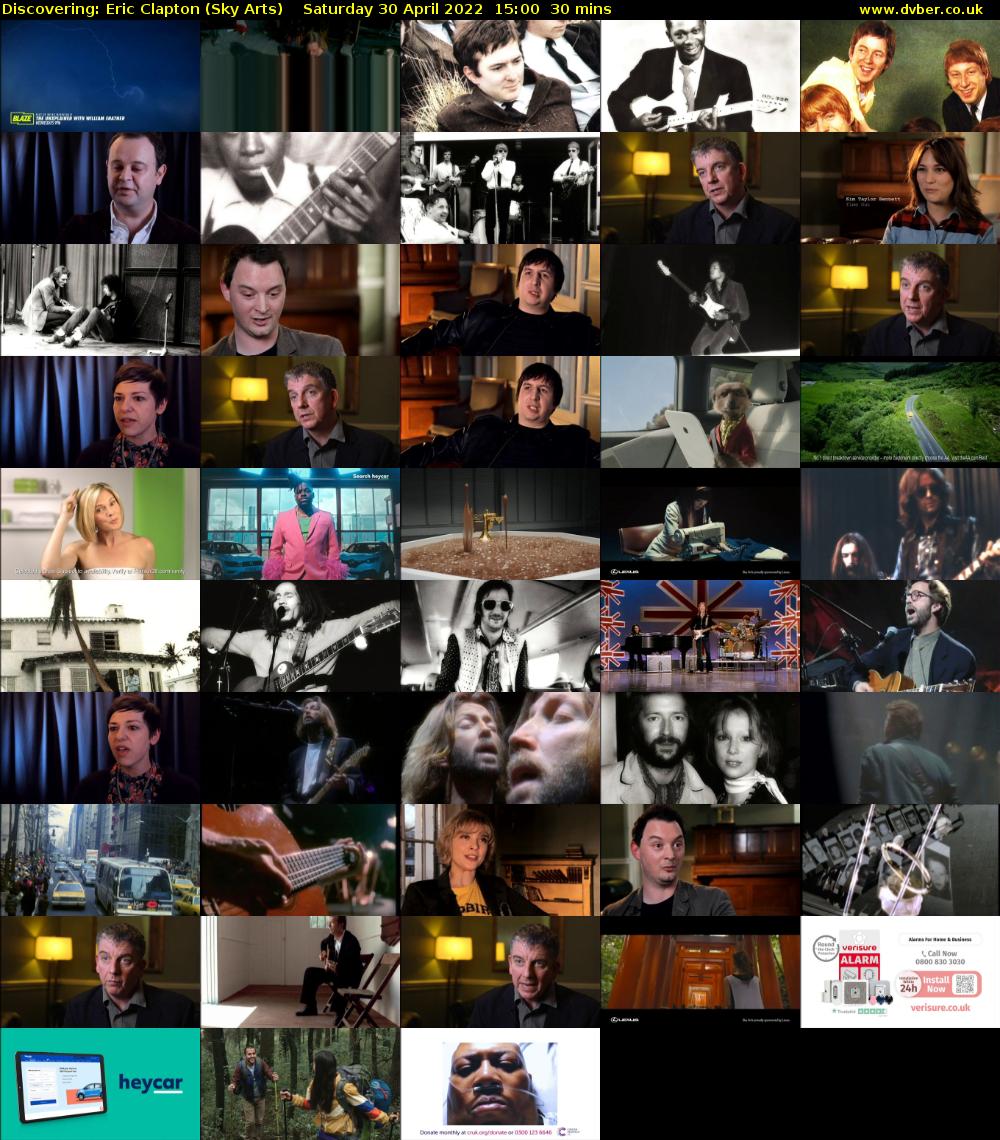 Discovering: Eric Clapton (Sky Arts) Saturday 30 April 2022 15:00 - 15:30