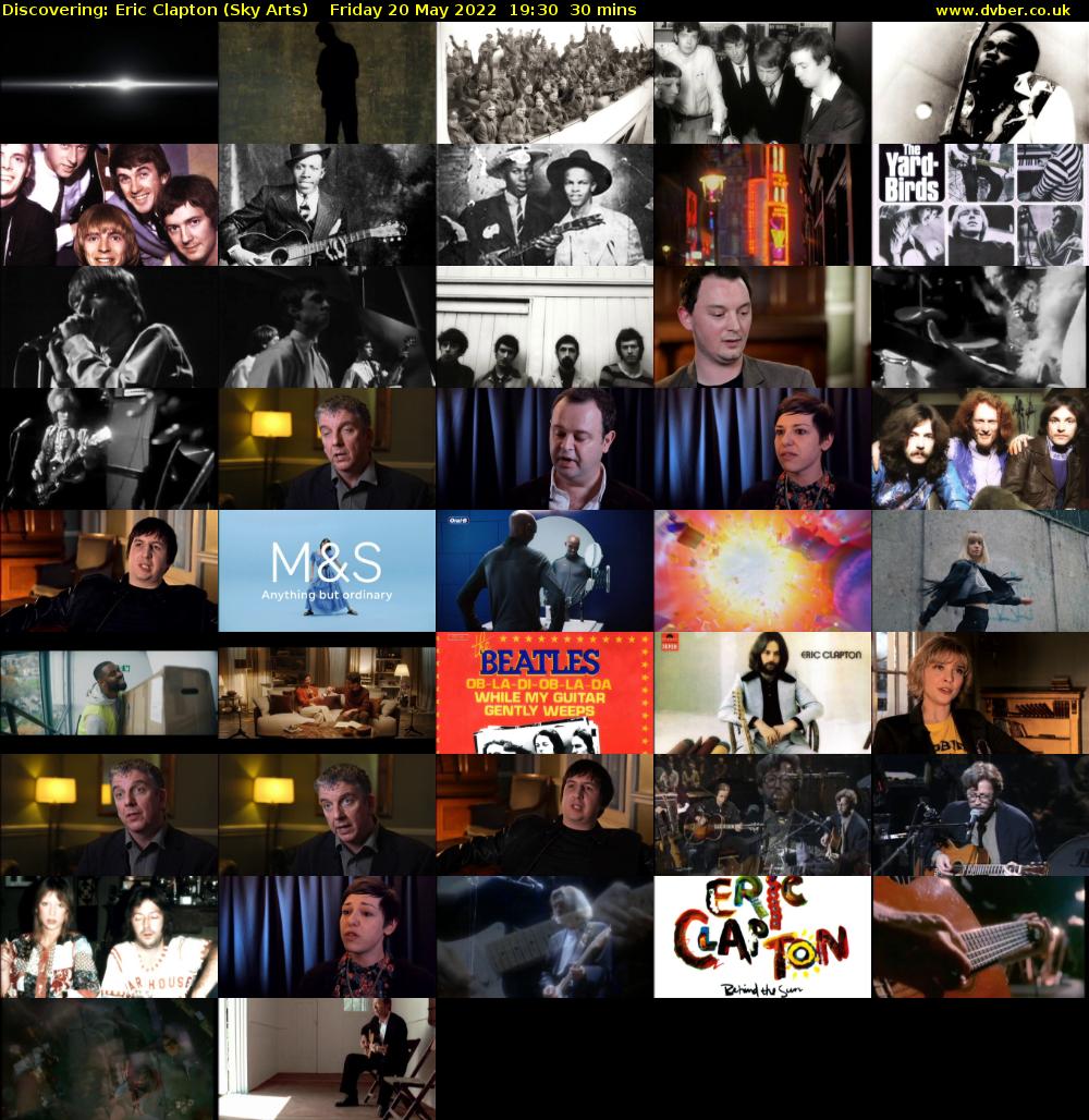 Discovering: Eric Clapton (Sky Arts) Friday 20 May 2022 19:30 - 20:00