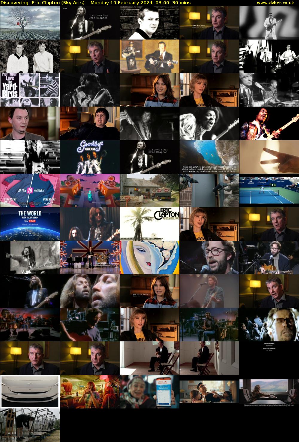Discovering: Eric Clapton (Sky Arts) Monday 19 February 2024 03:00 - 03:30