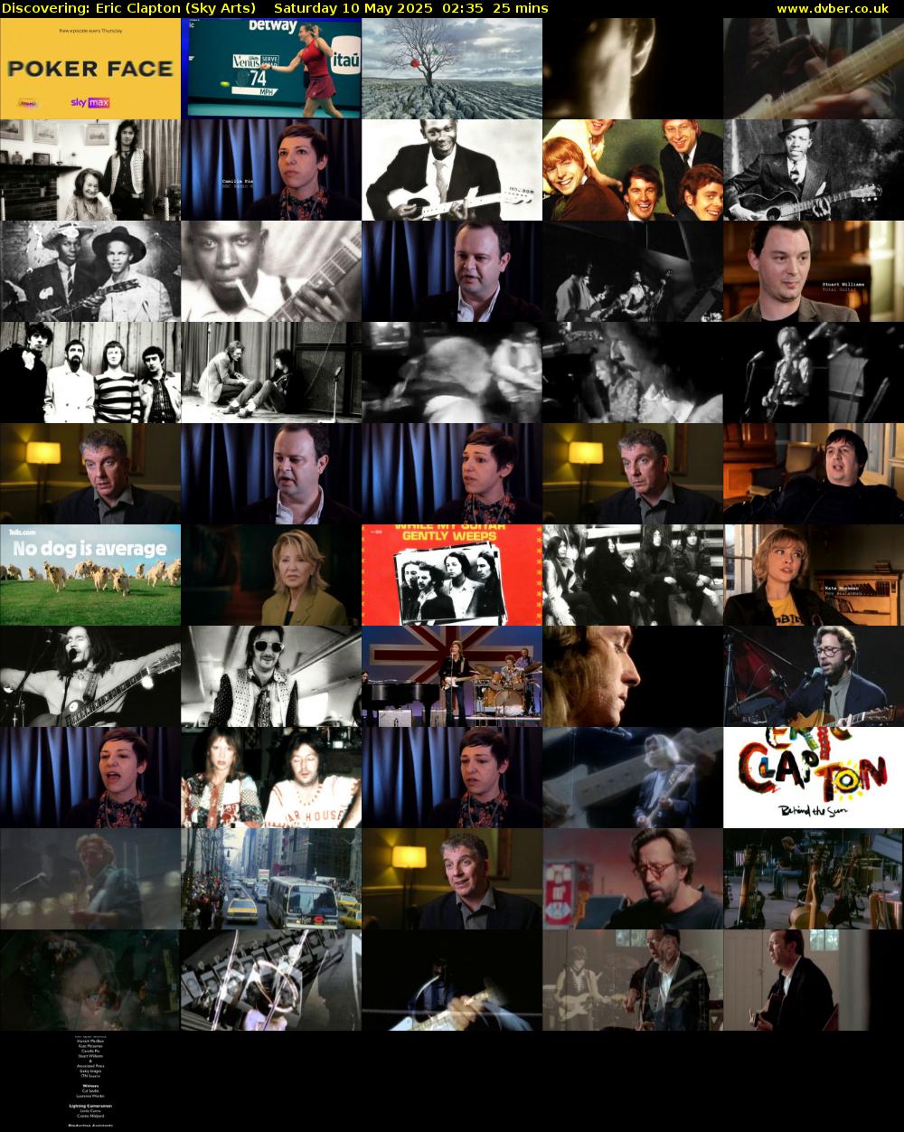 Discovering: Eric Clapton (Sky Arts) Saturday 10 May 2025 02:35 - 03:00