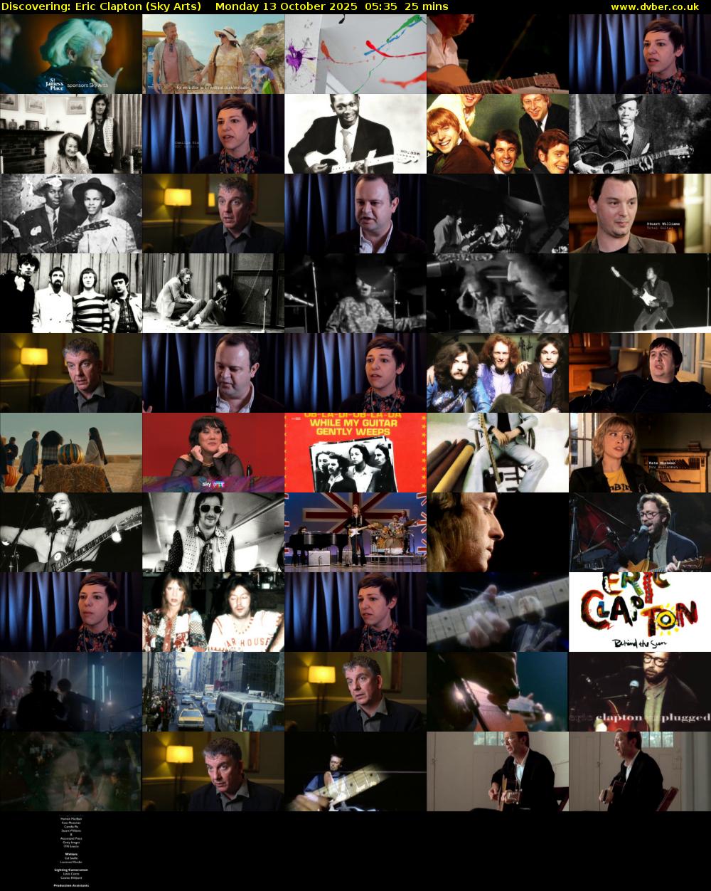 Discovering: Eric Clapton (Sky Arts) Monday 13 October 2025 05:35 - 06:00