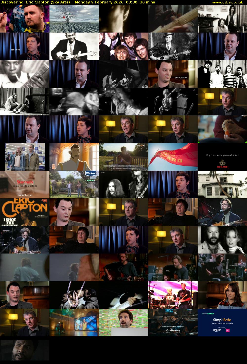 Discovering: Eric Clapton (Sky Arts) Monday 9 February 2026 03:30 - 04:00