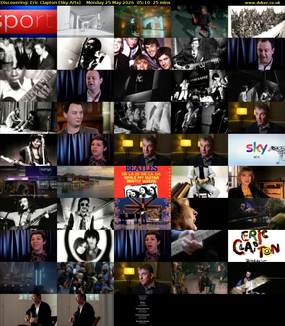 Discovering: Eric Clapton (Sky Arts) Monday 25 May 2026 05:10 - 05:35