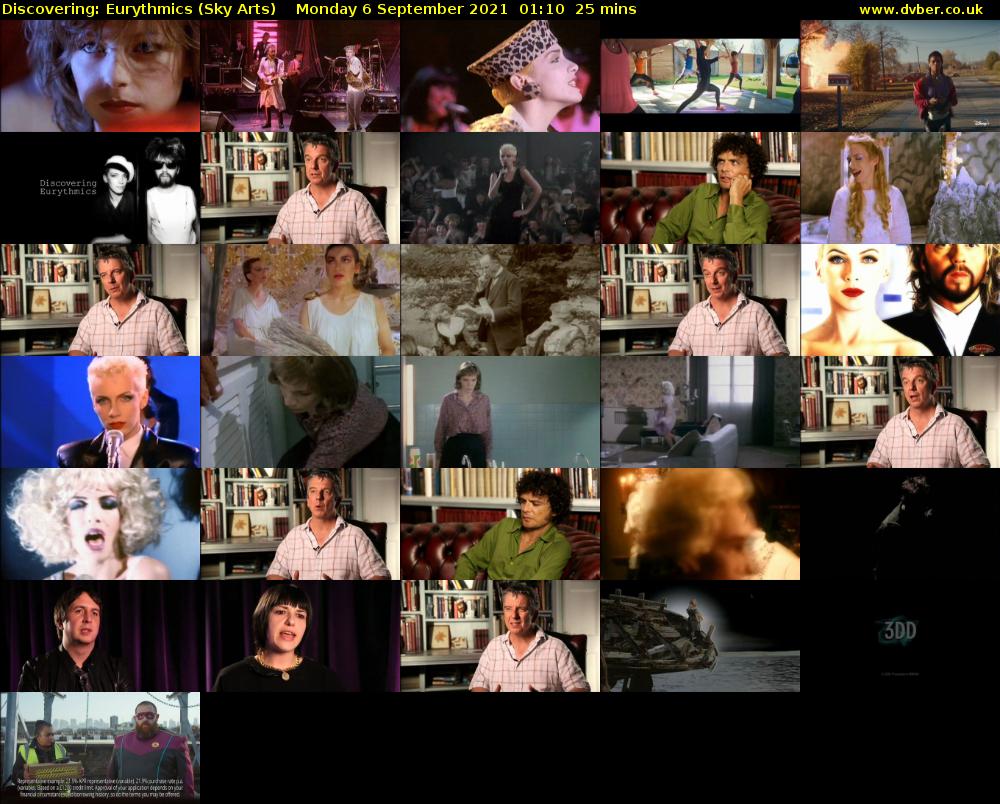 Discovering: Eurythmics (Sky Arts) Monday 6 September 2021 02:10 - 02:35
