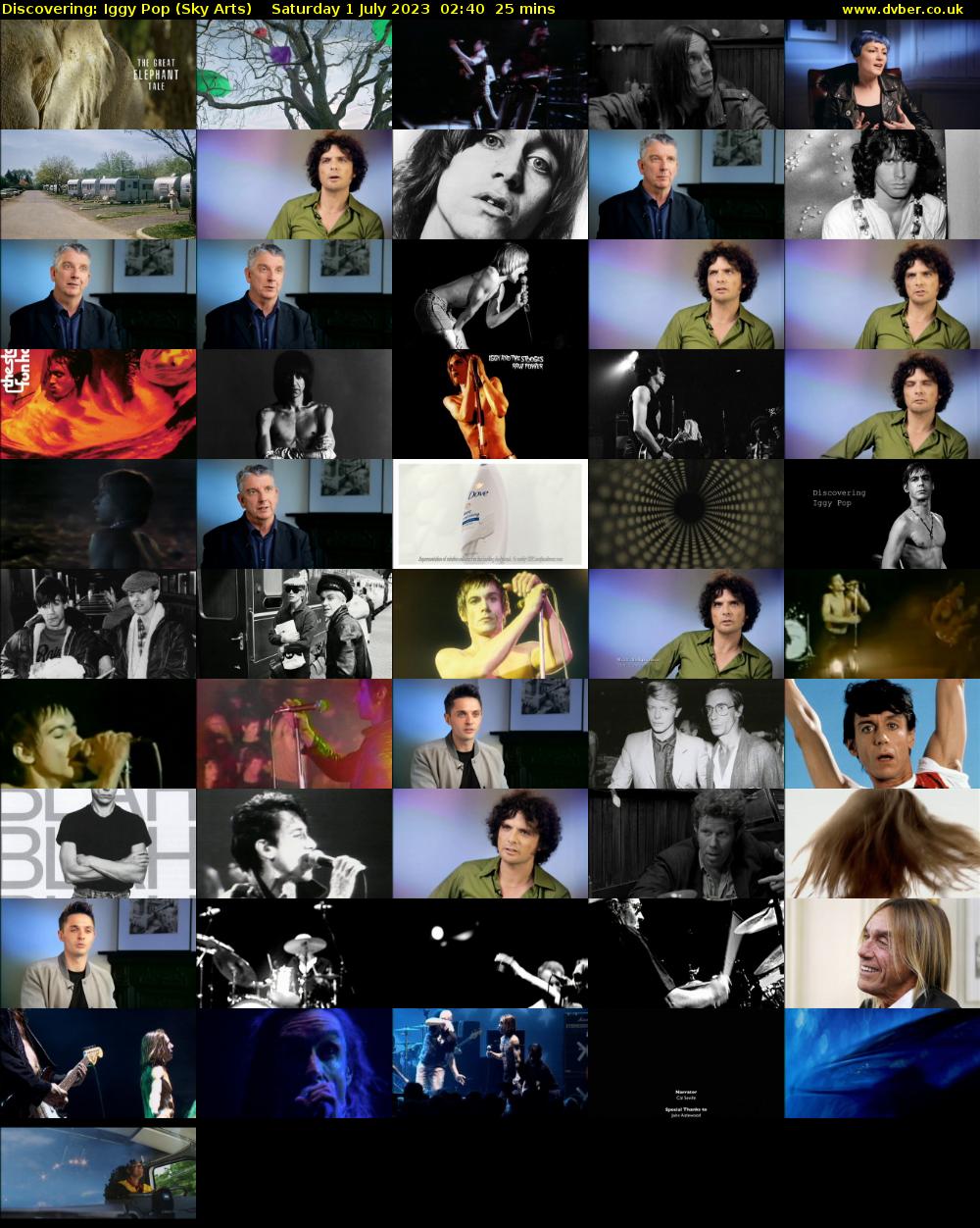 Discovering: Iggy Pop (Sky Arts) Saturday 1 July 2023 02:40 - 03:05