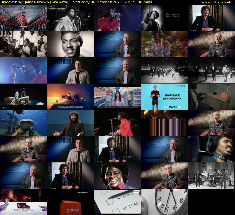 Discovering: James Brown (Sky Arts) Saturday 30 October 2021 23:15 - 23:45