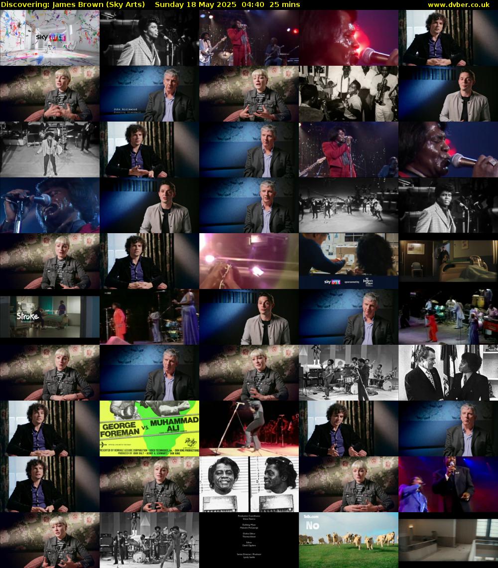 Discovering: James Brown (Sky Arts) Sunday 18 May 2025 04:40 - 05:05