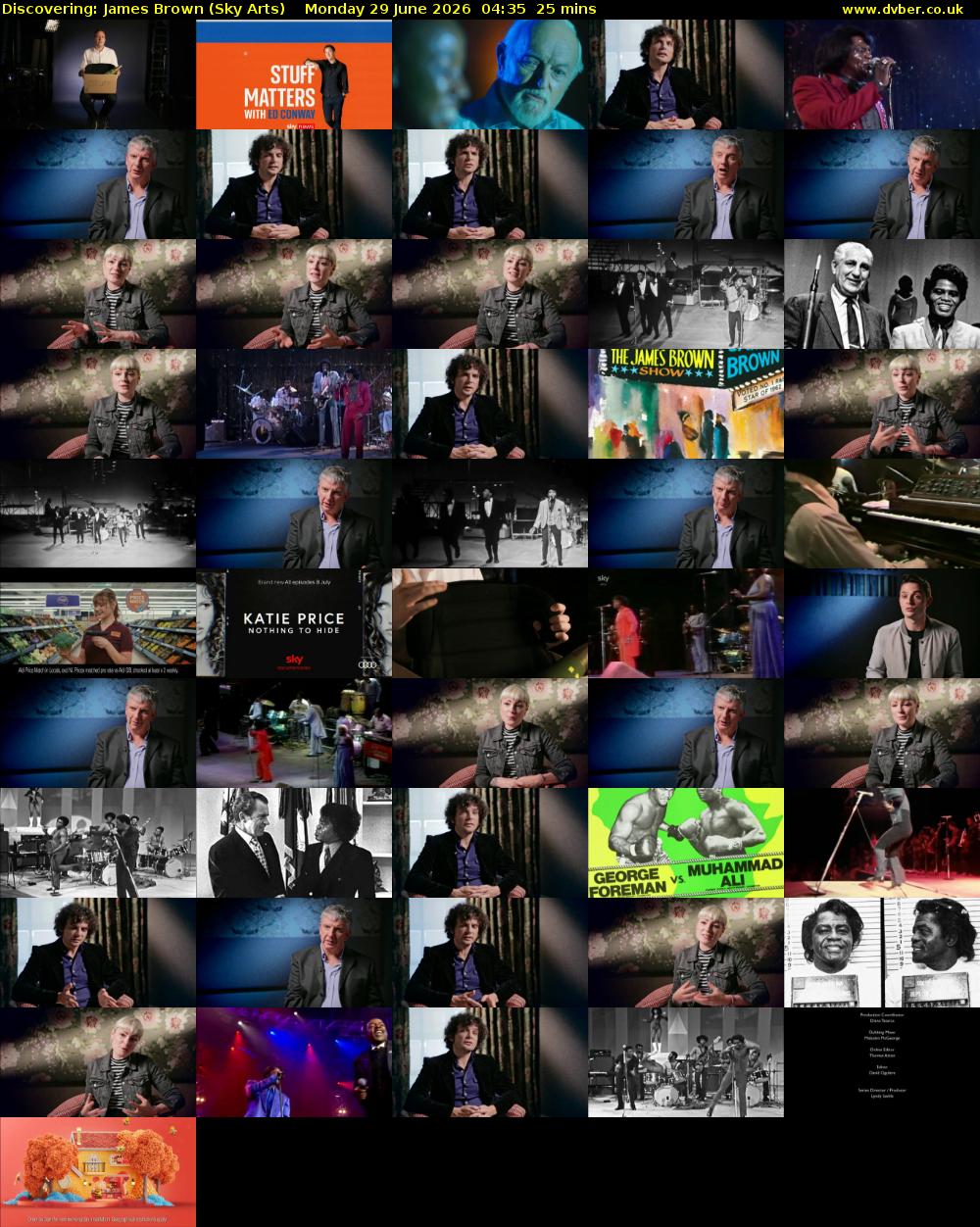 Discovering: James Brown (Sky Arts) Monday 29 June 2026 04:35 - 05:00