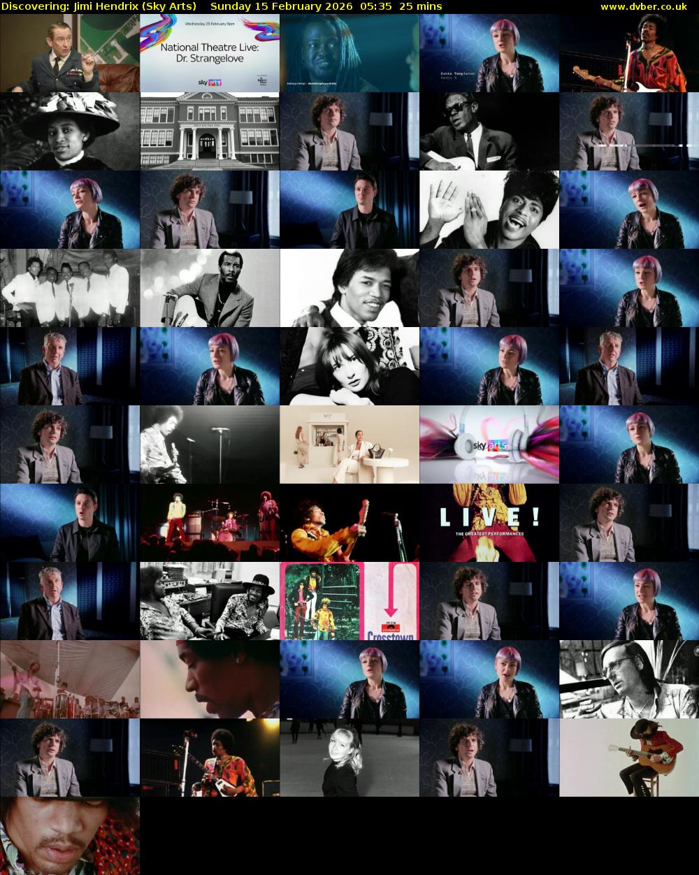 Discovering: Jimi Hendrix (Sky Arts) Sunday 15 February 2026 05:35 - 06:00