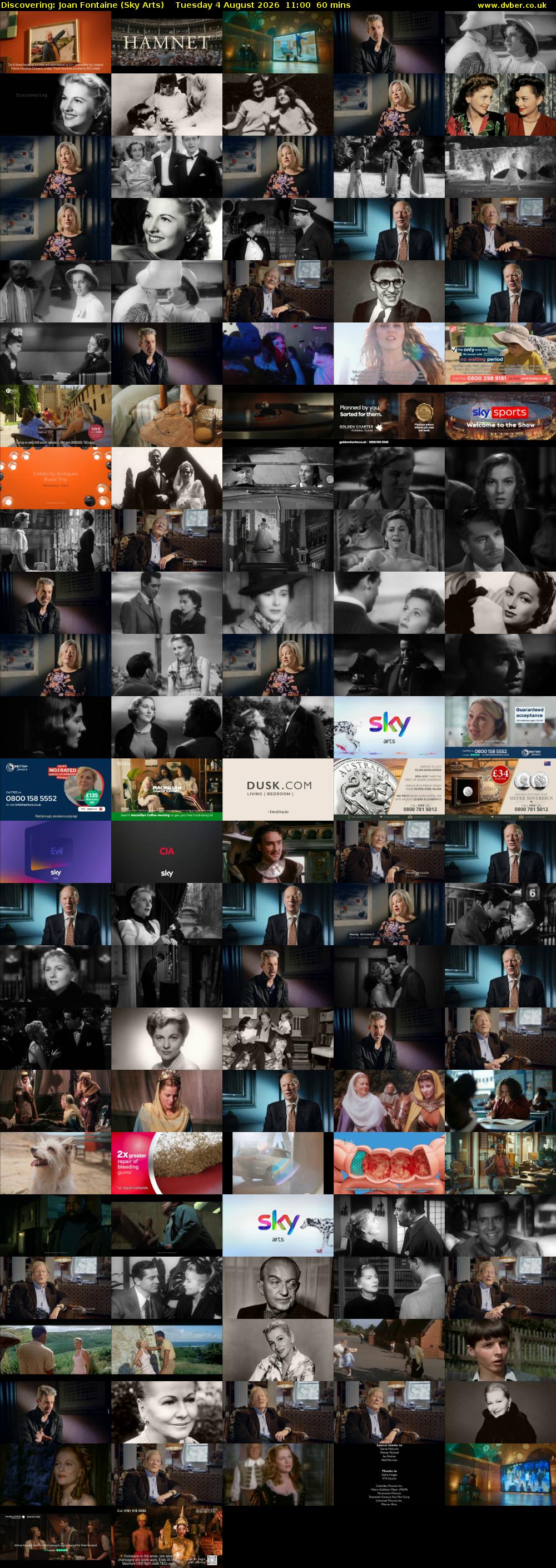 Discovering: Joan Fontaine (Sky Arts) Tuesday 4 August 2026 11:00 - 12:00