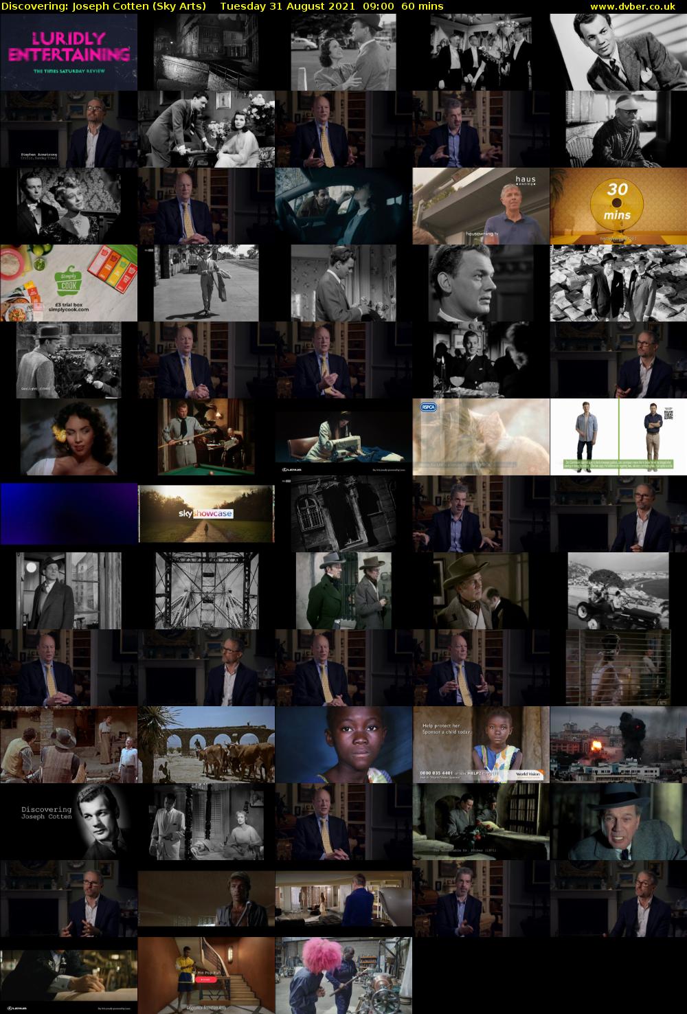 Discovering: Joseph Cotten (Sky Arts) Tuesday 31 August 2021 10:00 - 11:00