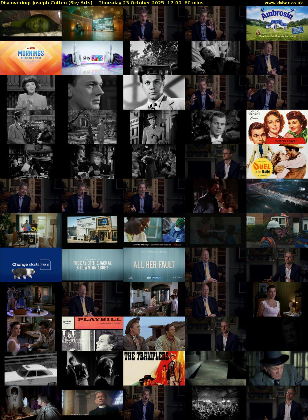 Discovering: Joseph Cotten (Sky Arts) Thursday 23 October 2025 17:00 - 18:00