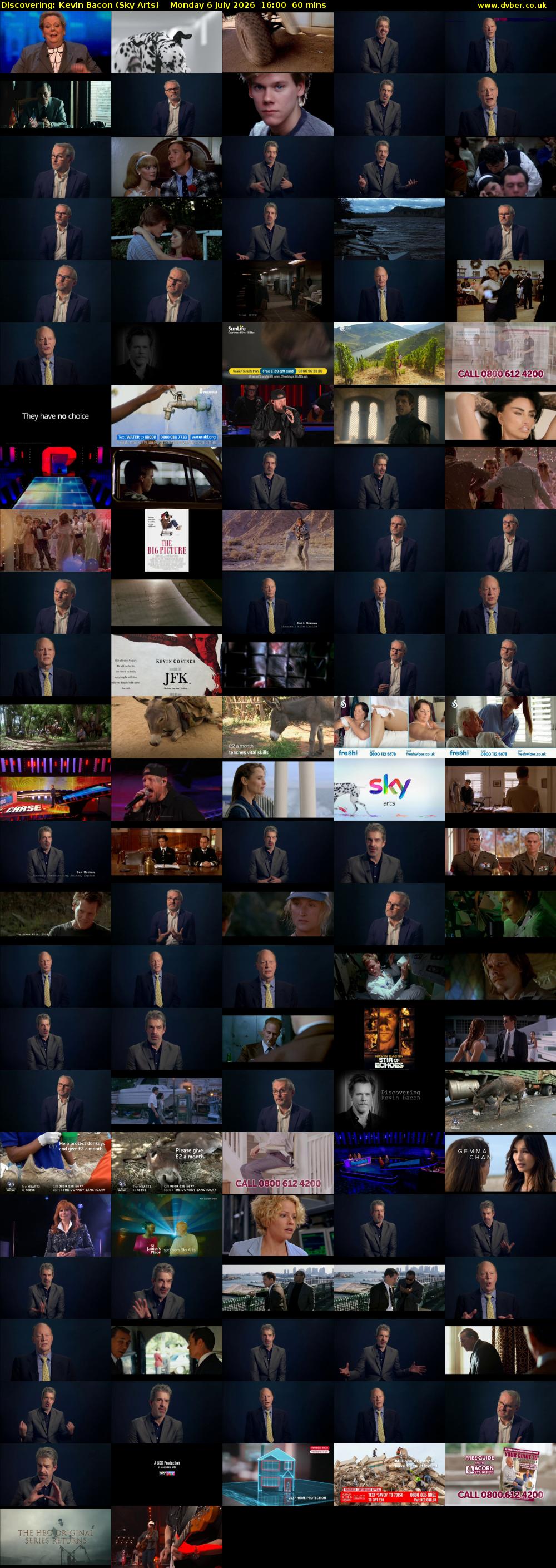 Discovering: Kevin Bacon (Sky Arts) Monday 6 July 2026 16:00 - 17:00