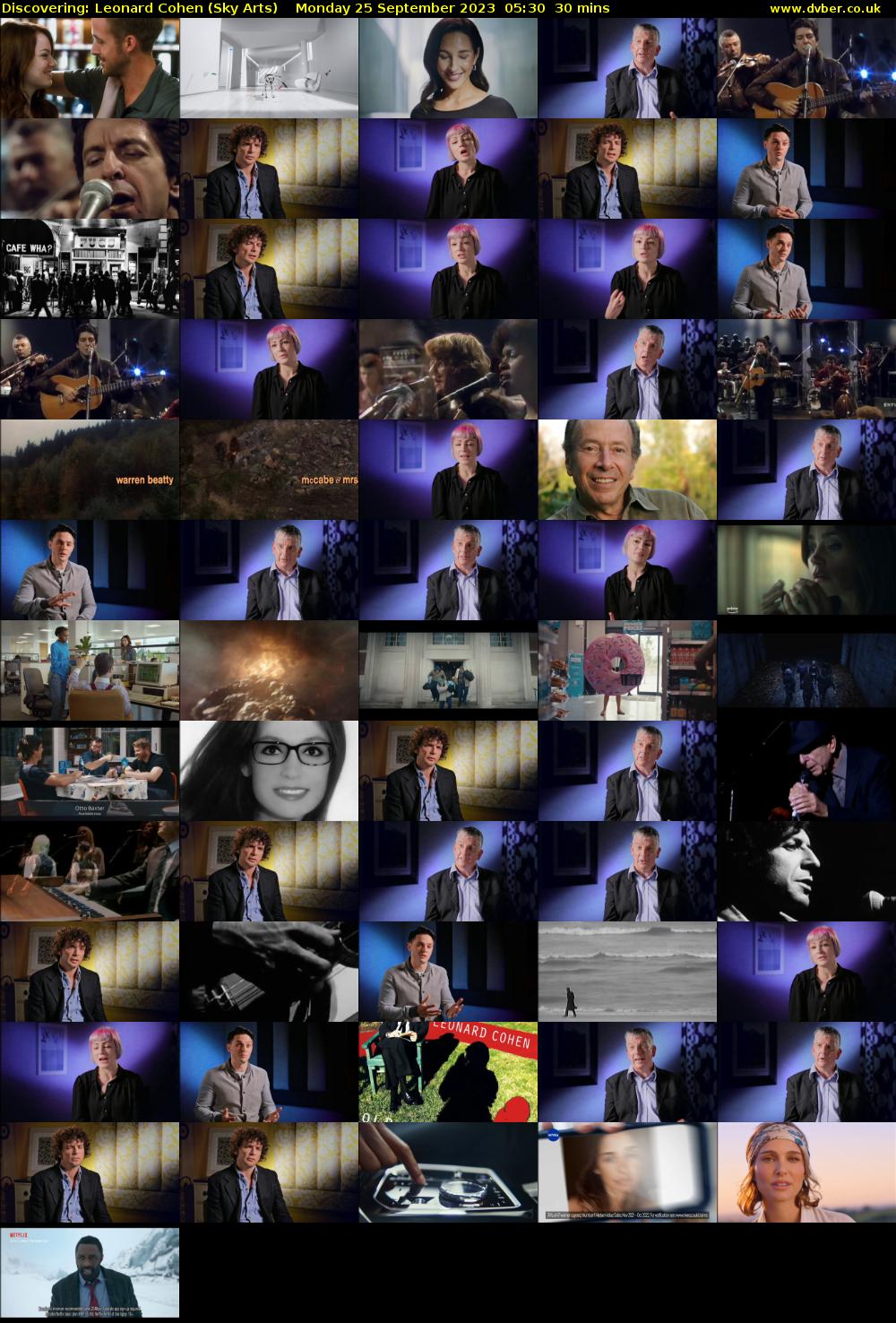 Discovering: Leonard Cohen (Sky Arts) Monday 25 September 2023 05:30 - 06:00