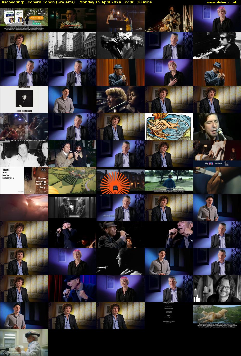 Discovering: Leonard Cohen (Sky Arts) Monday 15 April 2024 05:00 - 05:30