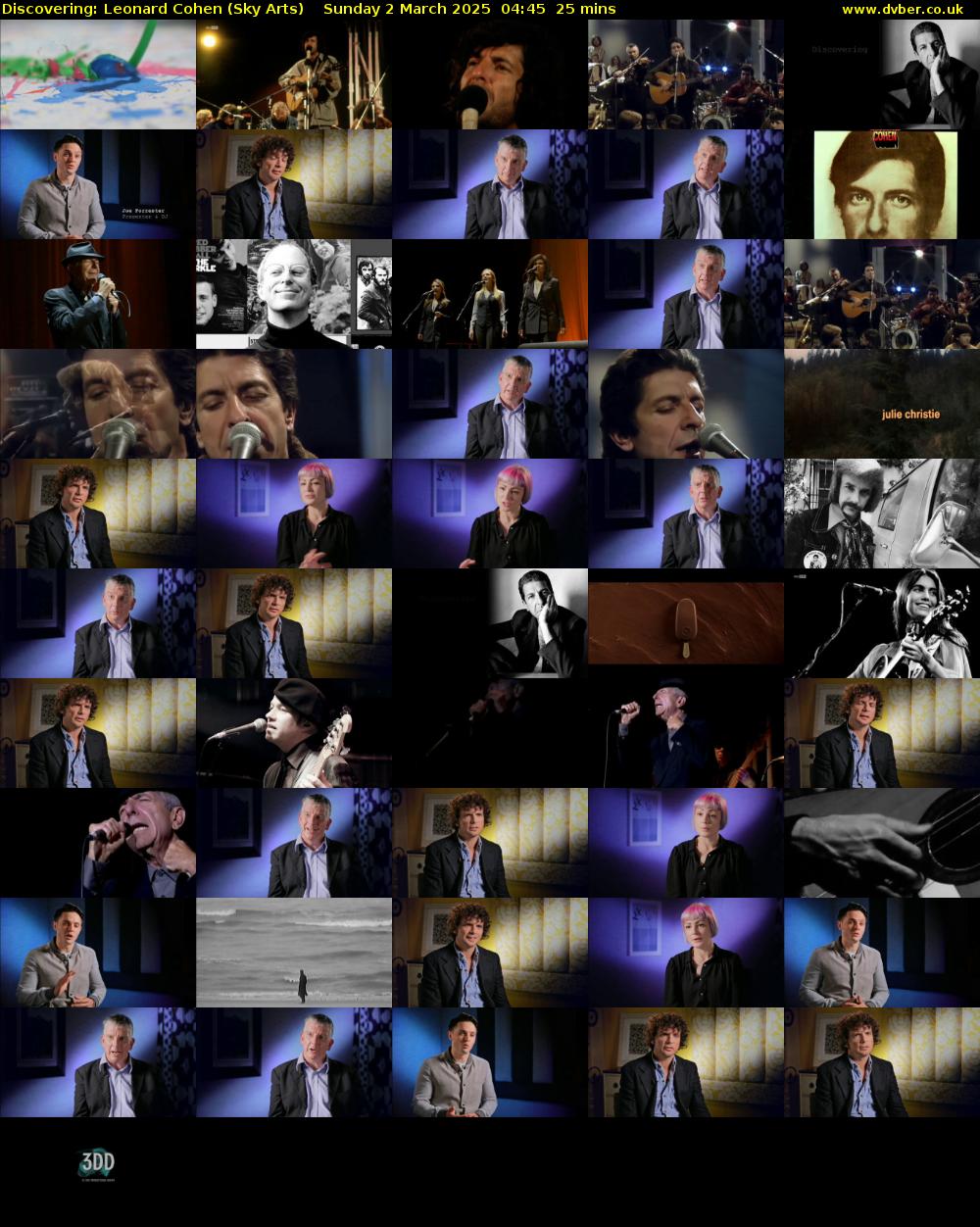 Discovering: Leonard Cohen (Sky Arts) Sunday 2 March 2025 04:45 - 05:10