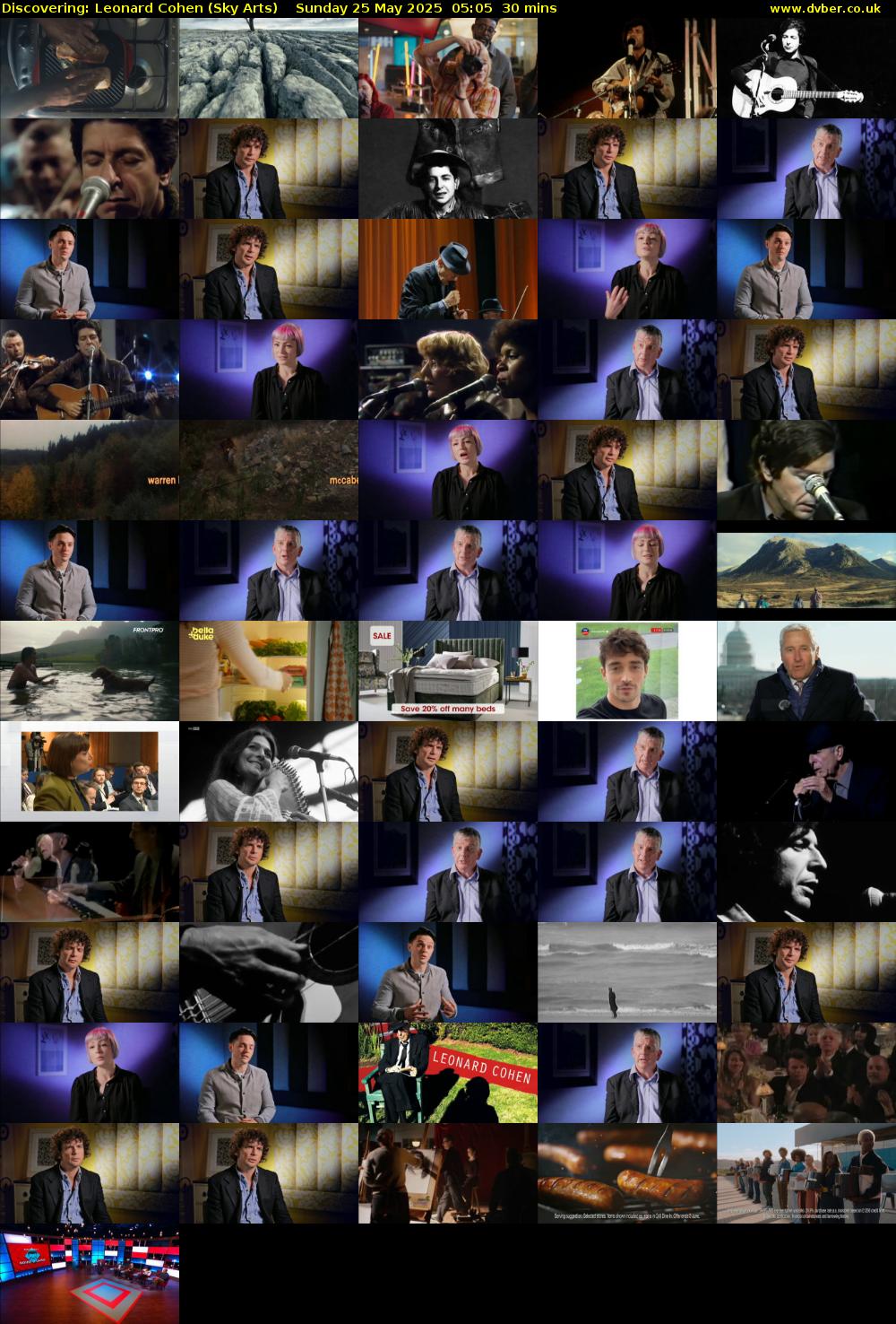 Discovering: Leonard Cohen (Sky Arts) Sunday 25 May 2025 05:05 - 05:35