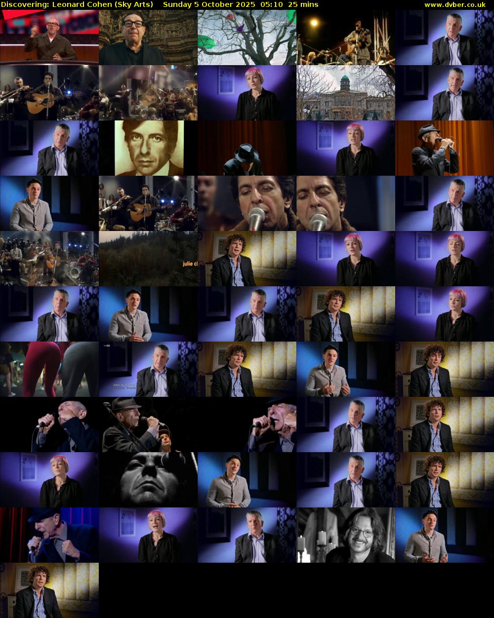 Discovering: Leonard Cohen (Sky Arts) Sunday 5 October 2025 05:10 - 05:35