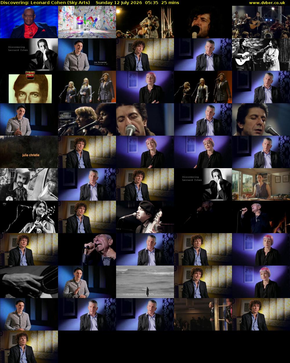 Discovering: Leonard Cohen (Sky Arts) Sunday 12 July 2026 05:35 - 06:00